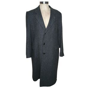 Botany 500 Overcoat Men's Size 44L Gray Wool Blend Winter Made in USA Vintage